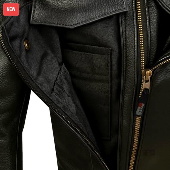 Premium Buffalo Leather Motorcycle Jacket CE Armor Utility Pockets Biker Touring - Picture 2 of 7